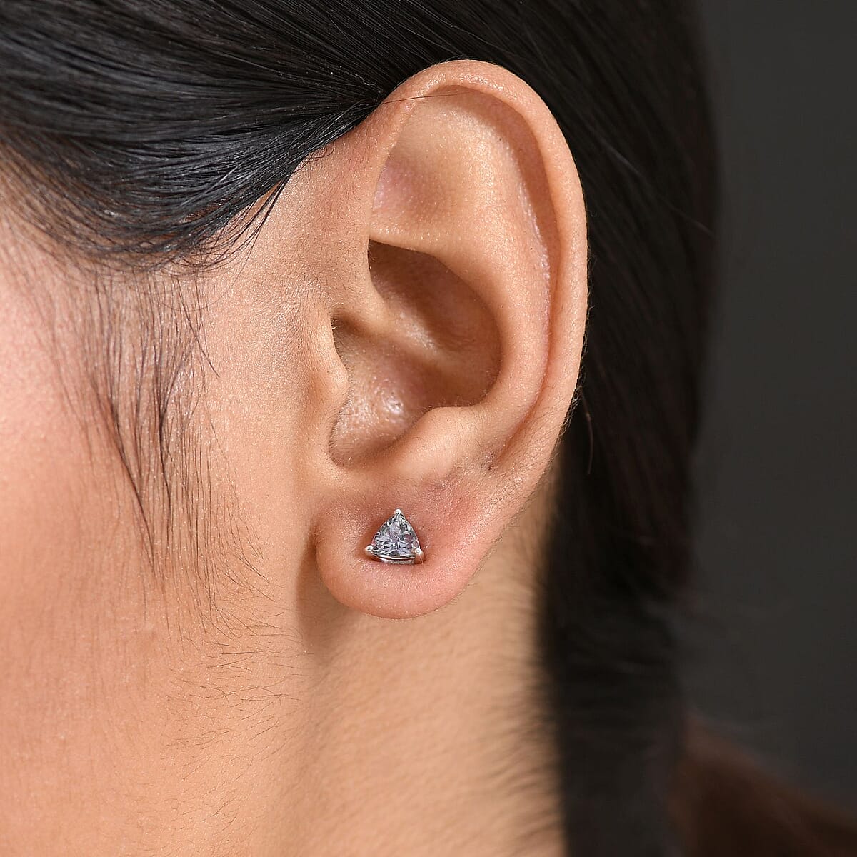 D'Joy Peacock Tanzanite 0.90 ctw Stud Earrings in Rhodium Over Sterling Silver image number 2