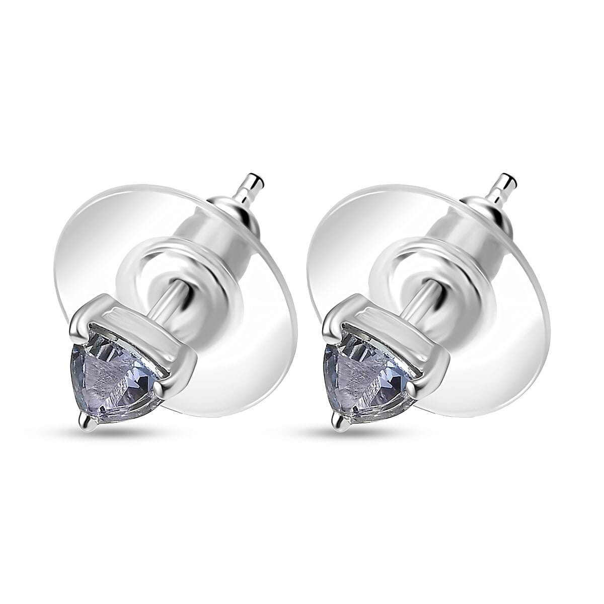 D'Joy Peacock Tanzanite 0.90 ctw Stud Earrings in Rhodium Over Sterling Silver image number 3