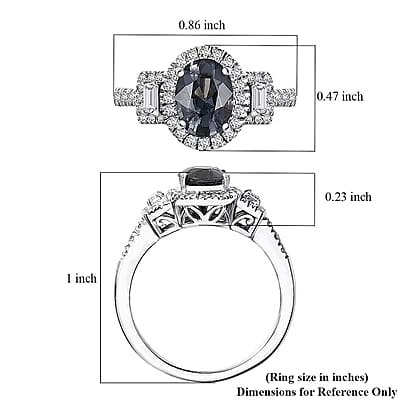 D'Joy Platinum Spinel, Moissanite Shadow Empress Ring in Rhodium Over Sterling Silver 1.90 ctw (Size 9.0)
