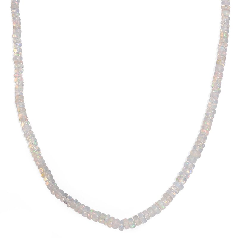 D'Joy Ethiopian Welo Opal 37.00 ctw Beaded Necklace in 18K Vermeil Yellow Gold Over Sterling Silver 18-20 Inches