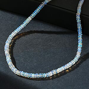 D'Joy Ethiopian Welo Opal 37.00 ctw Beaded Necklace in 18K Vermeil Yellow Gold Over Sterling Silver 18-20 Inches