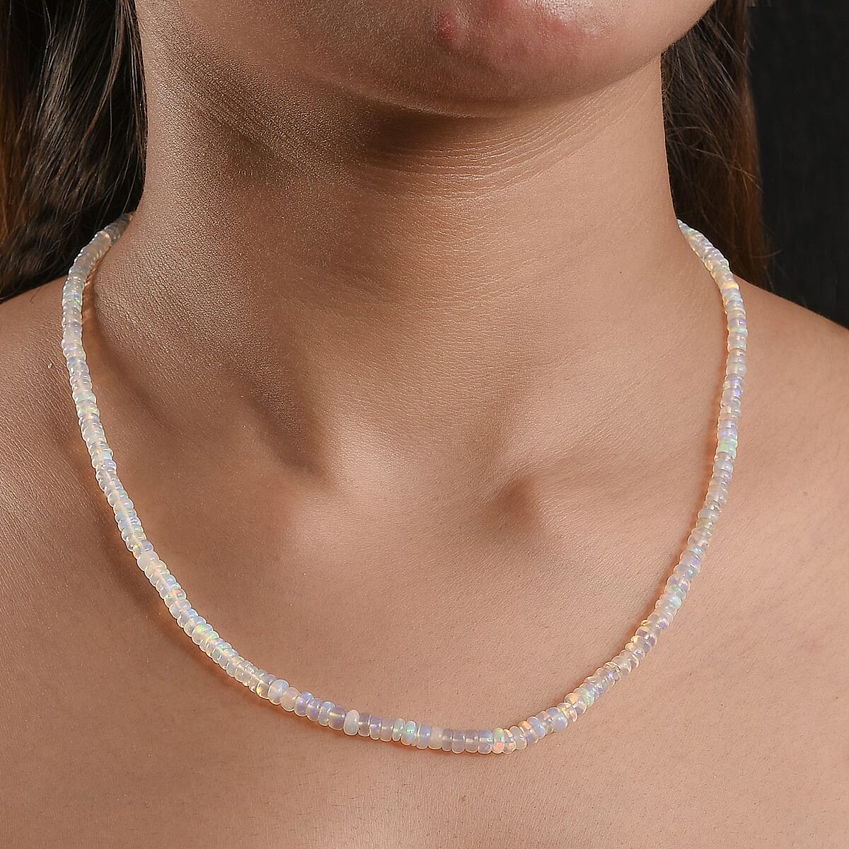 D'Joy Ethiopian Welo Opal 37.00 ctw Beaded Necklace in 18K Vermeil Yellow Gold Over Sterling Silver 18-20 Inches image number 2