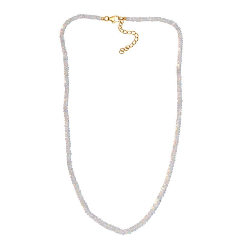 D'Joy Ethiopian Welo Opal 37.00 ctw Beaded Necklace in 18K Vermeil Yellow Gold Over Sterling Silver 18-20 Inches