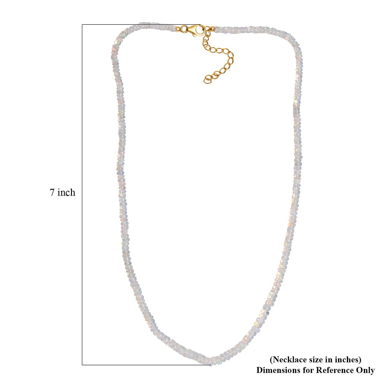 D'Joy Ethiopian Welo Opal 37.00 ctw Beaded Necklace in 18K Vermeil Yellow Gold Over Sterling Silver 18-20 Inches image number 5