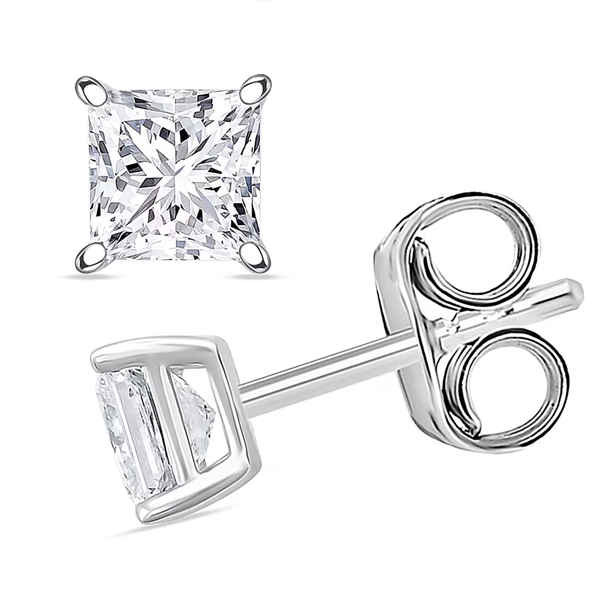 Luxuriant Princess Cut Lab Grown Diamond G VS2 1.18 ctw Earrings in 14K White Gold image number 0