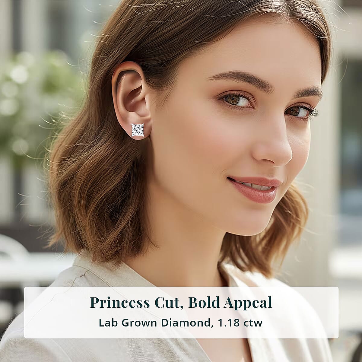 Luxuriant Princess Cut Lab Grown Diamond G VS2 1.18 ctw Earrings in 14K White Gold image number 1