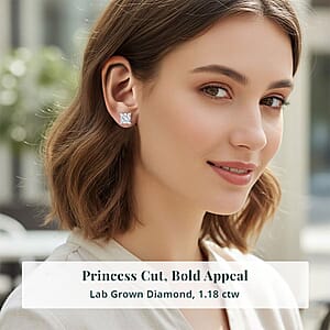 Luxuriant Princess Cut Lab Grown Diamond G VS2 1.18 ctw Earrings in 14K White Gold