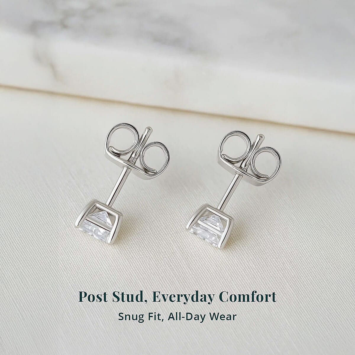 Luxuriant Princess Cut Lab Grown Diamond G VS2 1.18 ctw Earrings in 14K White Gold image number 5