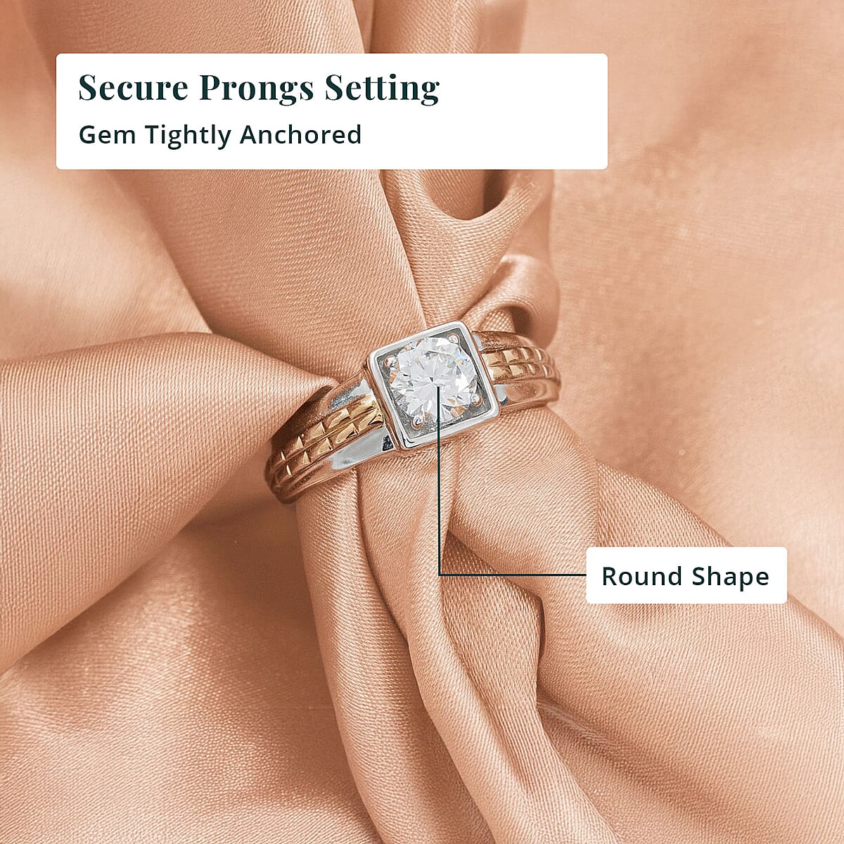 IGI Certified Luxuriant Lab Grown Diamond VS2 1.00 ctw Men's Ring in 10K White and Yellow Gold (Size 10.0) image number 4