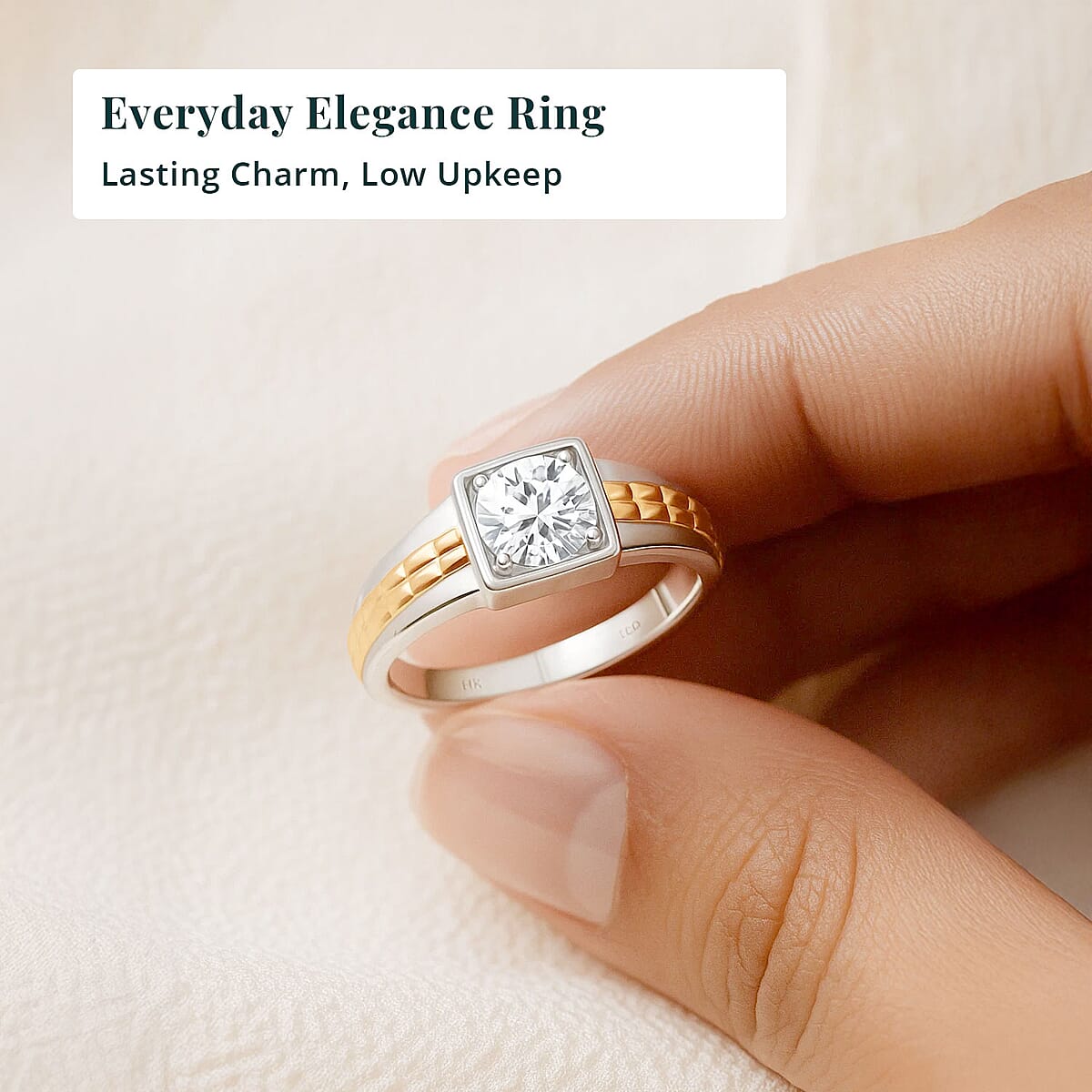 IGI Certified Luxuriant Lab Grown Diamond VS2 1.00 ctw Men's Ring in 10K White and Yellow Gold (Size 10.0) image number 5