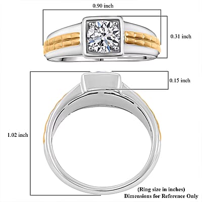 IGI Certified Luxuriant Lab Grown Diamond VS2 1.00 ctw Command Square Men's Ring in 10K White and Yellow Gold (Size 10.0)
