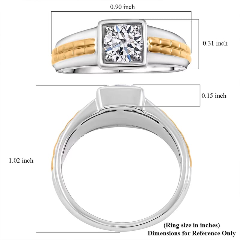 IGI Certified Luxuriant Lab Grown Diamond VS2 1.00 ctw Command Square Men's Ring in 10K White and Yellow Gold (Size 10.0)