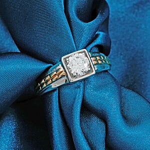 IGI Certified Luxuriant Lab Grown Diamond VS2 1.00 ctw Command Square Men's Ring in 10K White and Yellow Gold (Size 13.0)