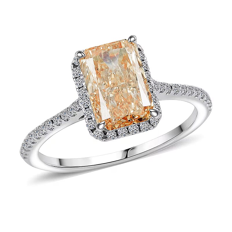 Luxuriant Lab Grown Yellow Diamond (IR) (VS1), Lab Grown Diamond 2.24 ctw Ring in 14K White Gold (Size 5.0)