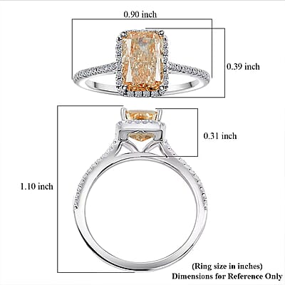 Luxuriant Lab Grown Yellow Diamond (IR) (VS1), Lab Grown Diamond 2.24 ctw Ring in 14K White Gold (Size 5.0)
