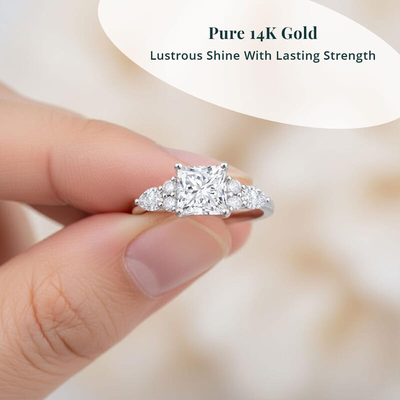 TLV IGI Certified 14K White Gold Luxuriant Lab Grown Diamond (G, VS2) Ring (Size 10.0) 1.75 ctw