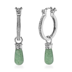 EverTrue Green Aventurine 6.80 ctw Earrings in Stainless Steel