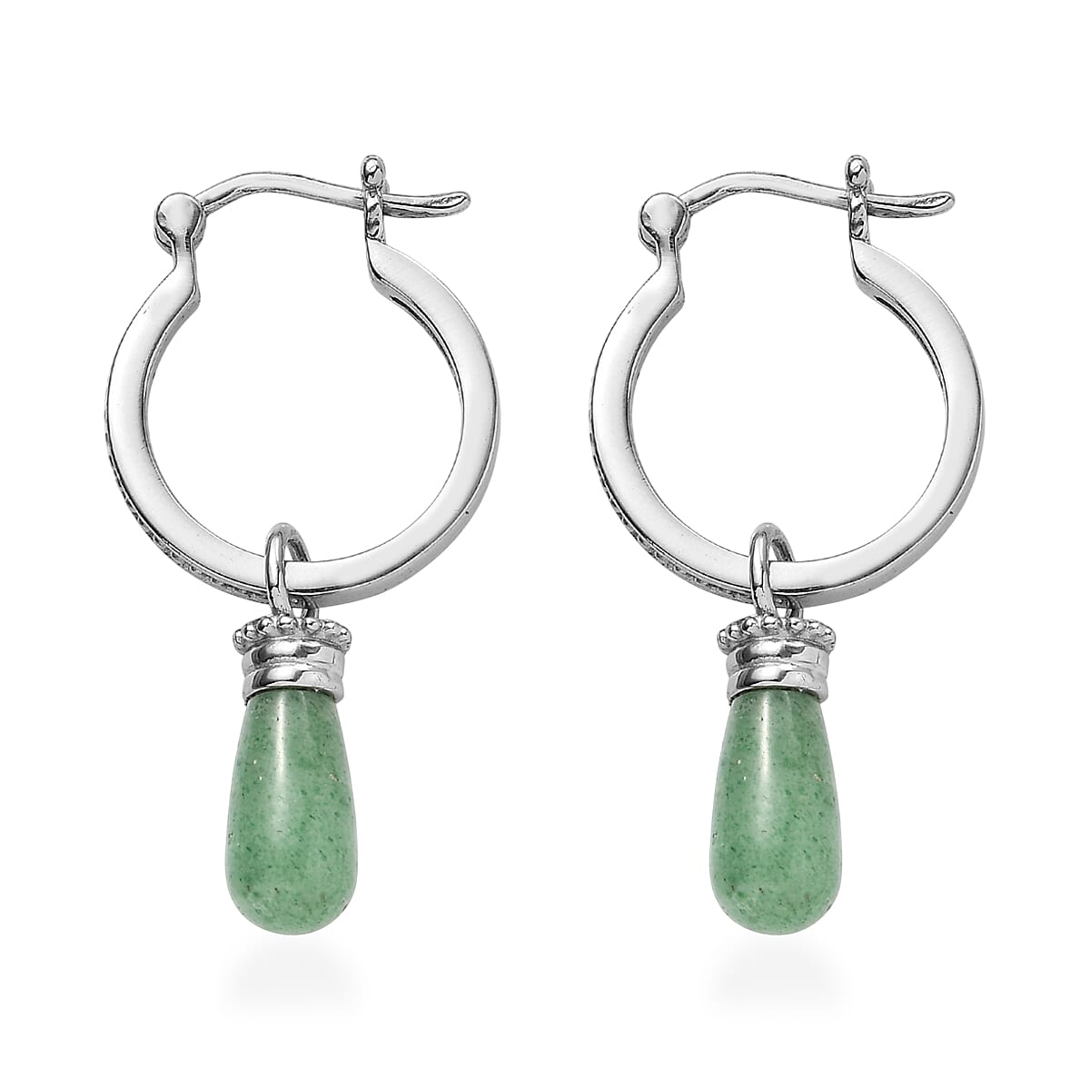 EverTrue Green Aventurine 6.80 ctw Earrings in Stainless Steel