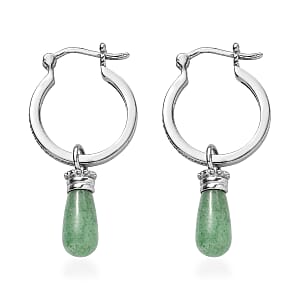 EverTrue Green Aventurine 6.80 ctw Earrings in Stainless Steel