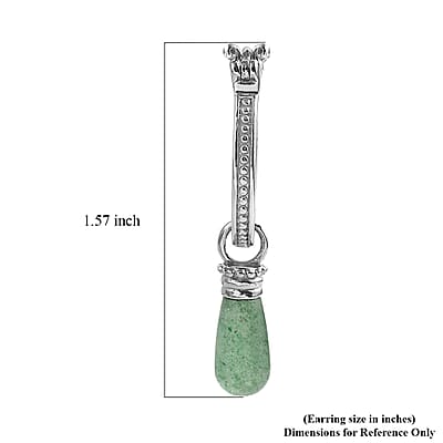 EverTrue Green Aventurine 6.80 ctw Earrings in Stainless Steel