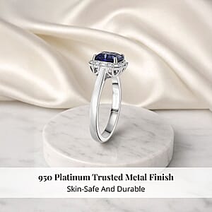 Certified & Appraised Rhapsody AAAA Tanzanite, Diamond Asscher Cut Ring in 950 Platinum 2.00 ctw (Size 5.0)