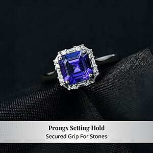 Certified & Appraised Rhapsody AAAA Tanzanite, Diamond Asscher Cut Ring in 950 Platinum 2.00 ctw (Size 5.0)