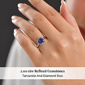 Certified & Appraised Rhapsody AAAA Tanzanite, Diamond Asscher Cut Ring in 950 Platinum 2.00 ctw (Size 6.0)