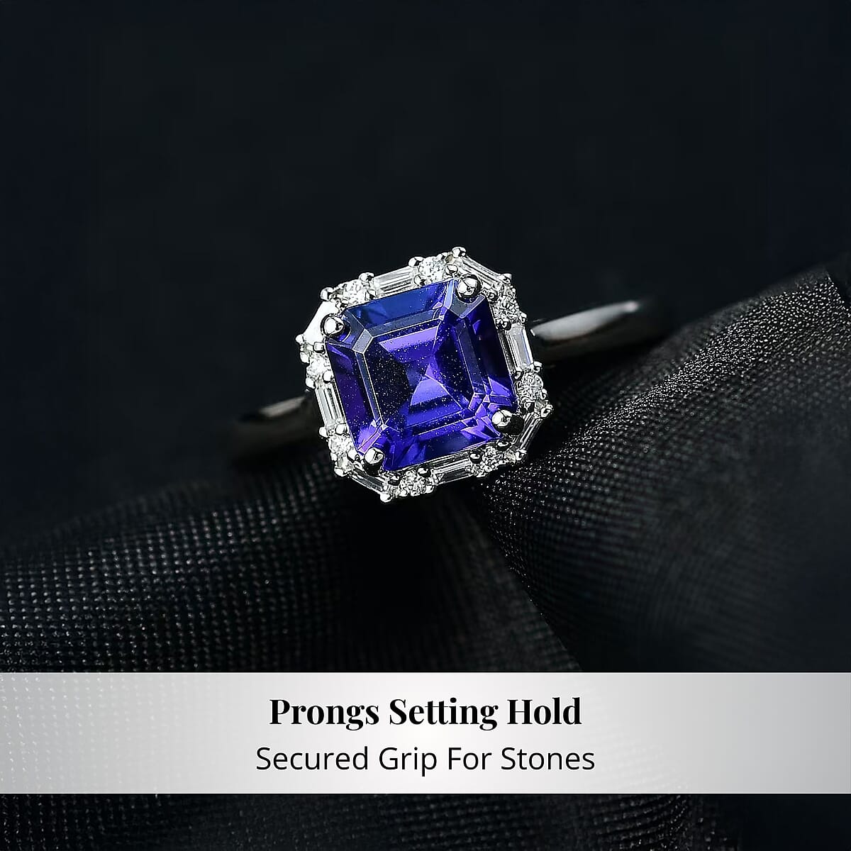 Doorbuster Certified & Appraised Rhapsody Asscher Cut AAAA Tanzanite and E-F VS Diamond 2.00 ctw Ring in 950 Platinum (Size 7.0) 5.70 Grams image number 3