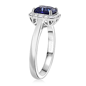 Certified Rhapsody Asscher Cut AAAA Tanzanite, Diamond Ring in 950 Platinum 2.00 ctw (Size 7.0)
