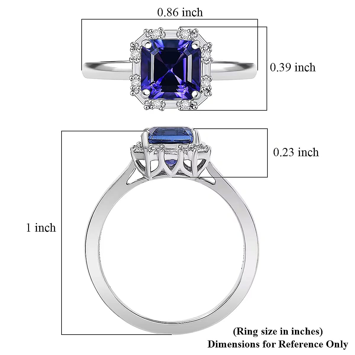 Doorbuster Certified & Appraised Rhapsody Asscher Cut AAAA Tanzanite and E-F VS Diamond 2.00 ctw Ring in 950 Platinum (Size 7.0) 5.70 Grams image number 5