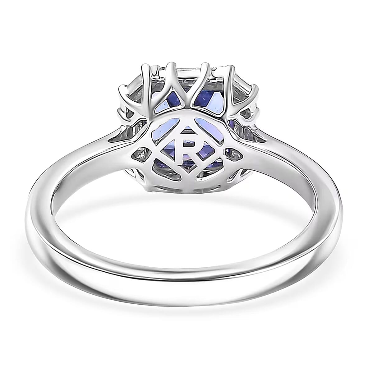 Doorbuster Certified & Appraised Rhapsody Asscher Cut AAAA Tanzanite and E-F VS Diamond 2.00 ctw Ring in 950 Platinum (Size 7.0) 5.70 Grams image number 6