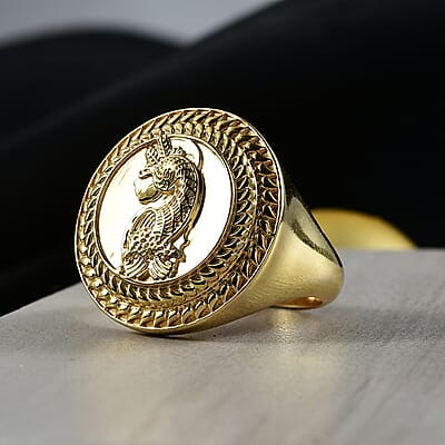 EverTrue Bronzella Collection Italian Republic Coin Men's Ring in 18K YG Plated Bronze (Size 10.0)