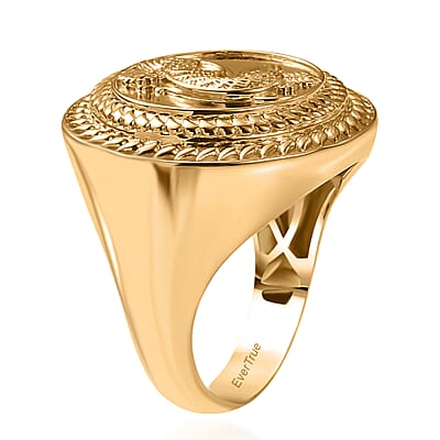 EverTrue Bronzella Collection Italian Republic Coin Men's Ring in 18K YG Plated Bronze (Size 10.0)