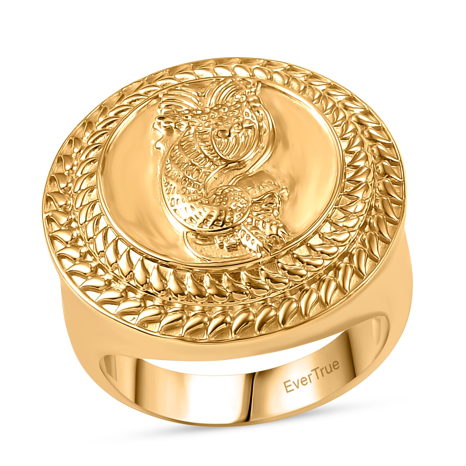 EverTrue Bronzella Collection Italian Republic Coin Men's Ring in 18K YG Plated Bronze (Size 12.0)