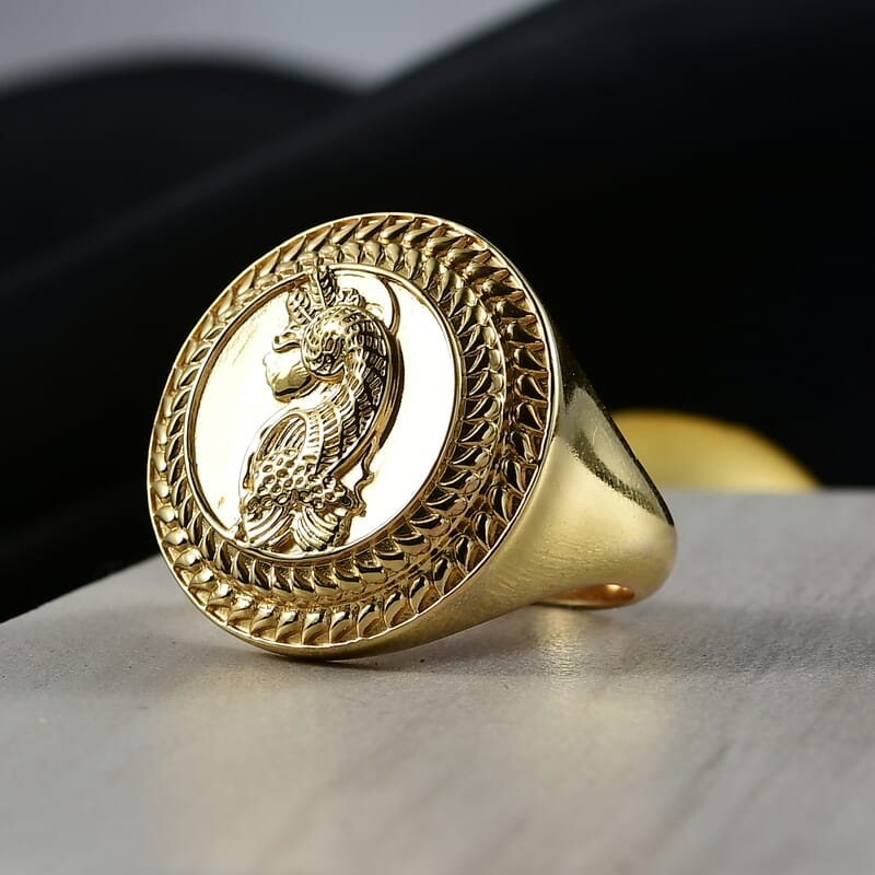 EverTrue Bronzella Collection Italian Republic Coin Men's Ring in 18K YG Plated Bronze (Size 12.0)