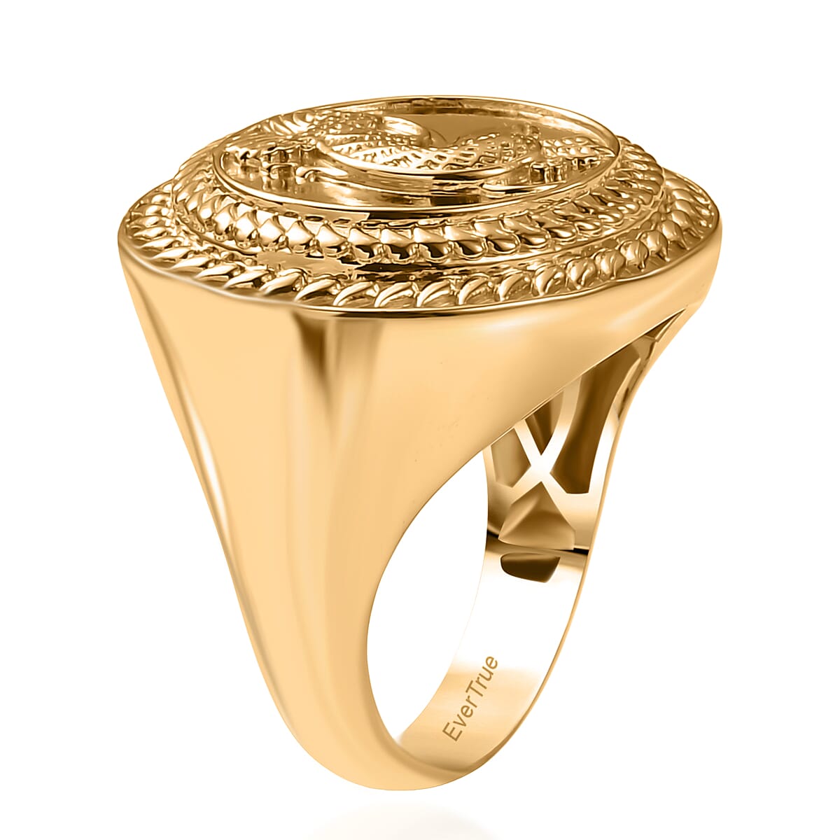 EverTrue Bronzella Collection Italian Republic Coin Men's Ring in 18K YG Plated Bronze (Size 9.0) image number 3