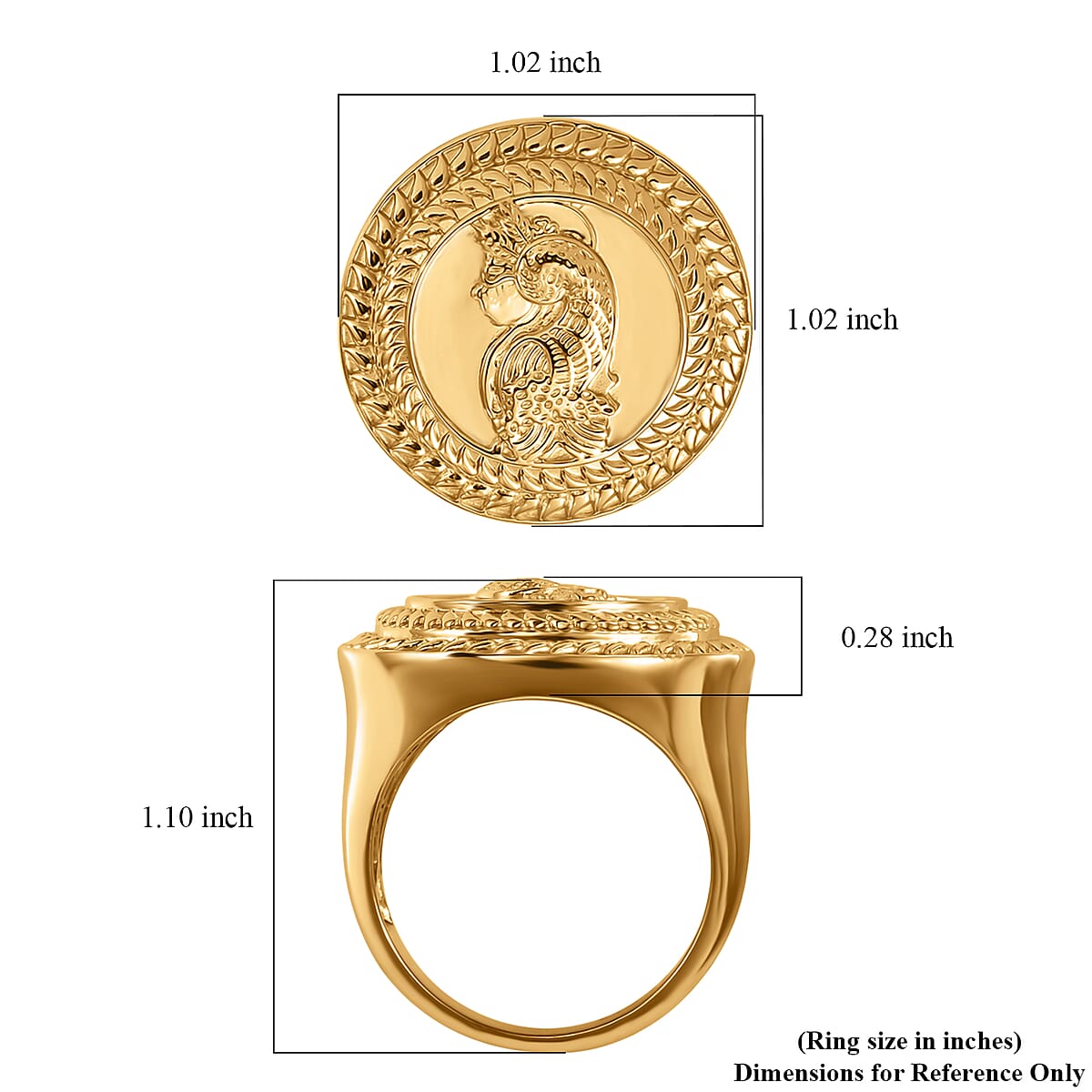 EverTrue Bronzella Collection Italian Republic Coin Men's Ring in 18K YG Plated Bronze (Size 9.0) image number 5