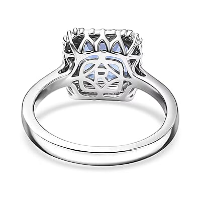 Certified & Appraised Rhapsody Asscher Cut AAAA Tanzanite, Diamond Ring in 950 Platinum 2.86 ctw (Size 10.0)