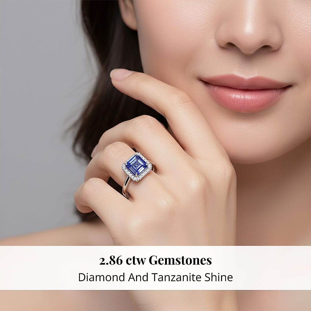  Certified & Appraised Rhapsody 950 Platinum Asscher Cut AAAA Tanzanite, Diamond (E-F, VS) (0.25 cts) Ring (Size 10.0) (5.80 g) 2.86 ctw image number 1