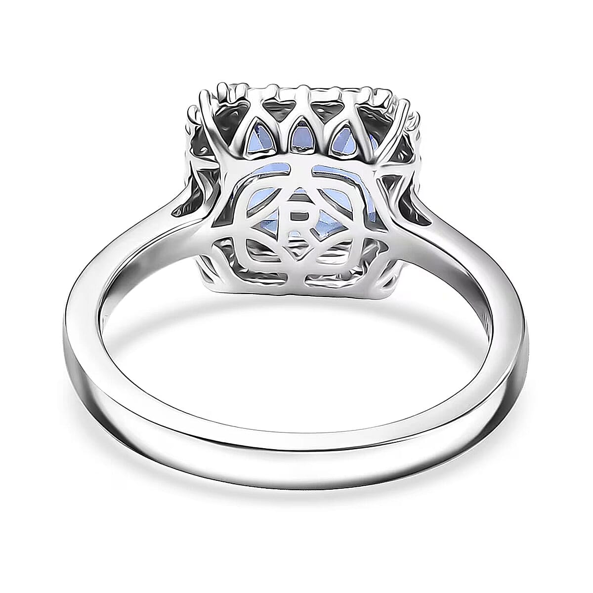 Certified Rhapsody Asscher Cut AAAA Tanzanite, Diamond Ring in 950 Platinum 2.86 ctw (Size 12.0) image number 6