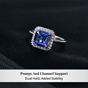 Certified & Appraised Rhapsody AAAA Asscher Cut Tanzanite, Diamond Ring in 950 Platinum 2.86 ctw (Size 7.0)
