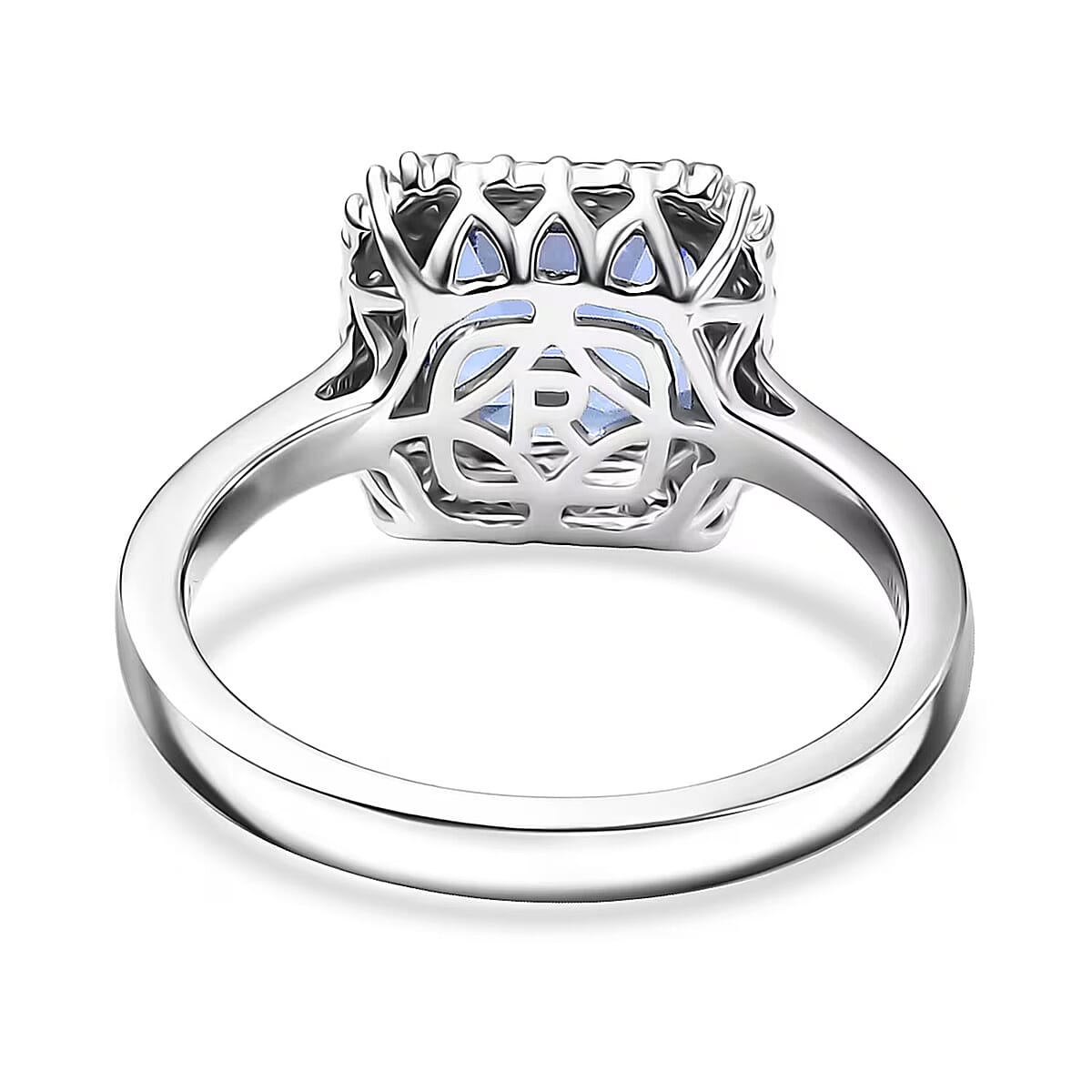 Certified Rhapsody AAAA Asscher Cut Tanzanite, Diamond Ring in 950 Platinum 2.86 ctw (Size 7.0) image number 6