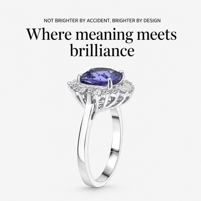Certified & Appraised AAA Tanzanite and Luxuriant Lab Grown Diamond G-H SI 2.75 ctw Ring in 10K White Gold (Size 10.0)