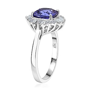  Certified and Appraised AAA Tanzanite and Luxuriant Lab Grown Diamond G-H SI 2.79 ctw Ring in 10K White Gold (Size 10.0)