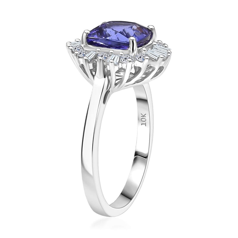 Certified & Appraised AAA Tanzanite and Luxuriant Lab Grown Diamond G-H SI 2.75 ctw Ring in 10K White Gold (Size 10.0)