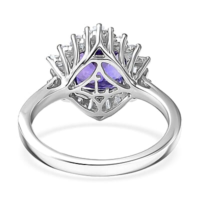 Certified & Appraised AAA Tanzanite and Luxuriant Lab Grown Diamond G-H SI 2.75 ctw Ring in 10K White Gold (Size 10.0)