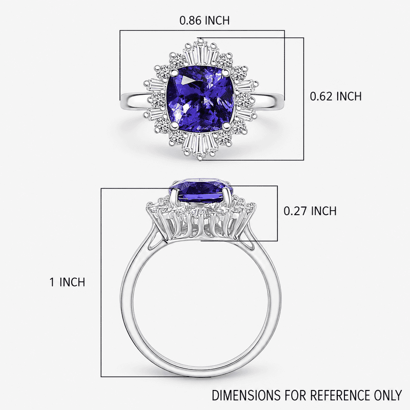 Certified & Appraised AAA Tanzanite and Luxuriant Lab Grown Diamond G-H SI 2.75 ctw Ring in 10K White Gold (Size 10.0)
