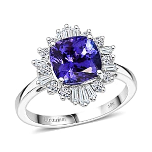  Certified and Appraised AAA Tanzanite and Luxuriant Lab Grown Diamond G-H SI 2.79 ctw Ring in 10K White Gold (Size 9.0)