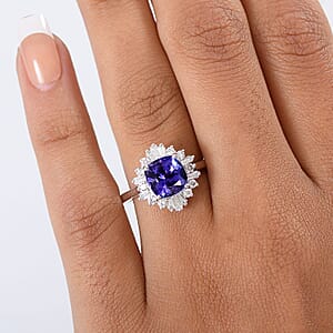  Certified and Appraised AAA Tanzanite and Luxuriant Lab Grown Diamond G-H SI 2.79 ctw Ring in 10K White Gold (Size 9.0)