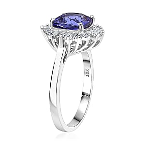  Certified and Appraised AAA Tanzanite and Luxuriant Lab Grown Diamond G-H SI 2.79 ctw Ring in 10K White Gold (Size 9.5)